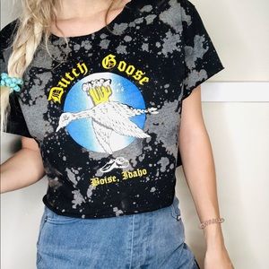 Beer Acid Wash Cropped T Shirt